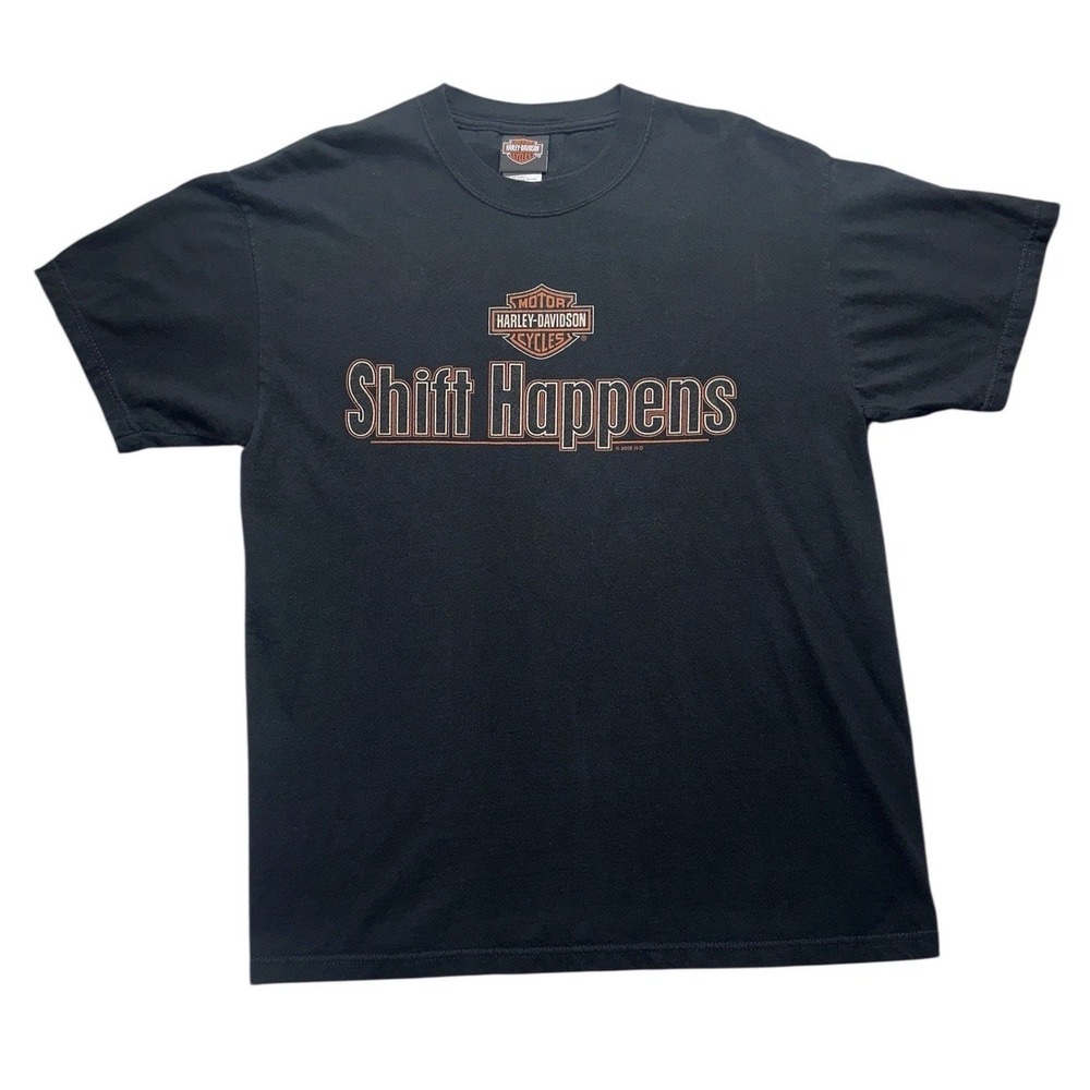 Harley Davidson "Shift Happens" Black Short Sleeve Large Eagle Kansas USA 2006‎
